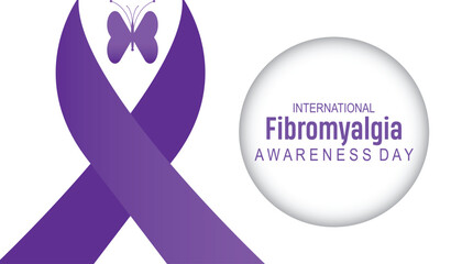 Obraz premium Fibromyalgia International Awareness Day observed every year in May. Template for background, banner, card, poster with text inscription.