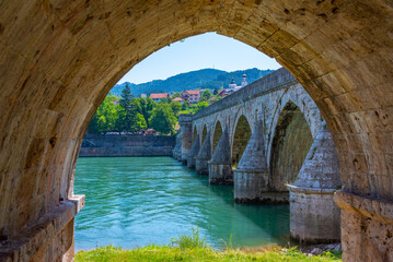 Fototapeta premium Mehmed Pasa Sokolovic Bridge in Visegrad, Bosnia and Herzegovina