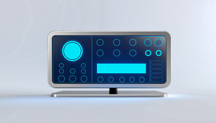 A minimalistic control panel or interface design. Template for web online app dashboard. Set of Buttons, Dials, Knobs on neutral background.
