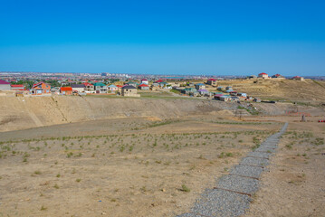 Residential neighborhood at Absheron peninsula in Azerbaijan