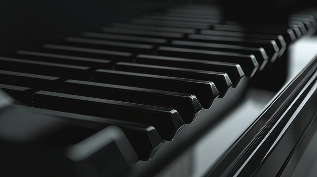 Sleek black piano keys, inviting fingers to create melodies.