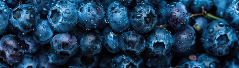 Detailed view of blueberry skin capturing the delicate balance between the dusty bloom and the underlying deep blue - obrazy, fototapety, plakaty