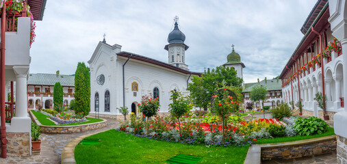Fototapeta na wymiar Agapia monastery during a cloudy day in Romania