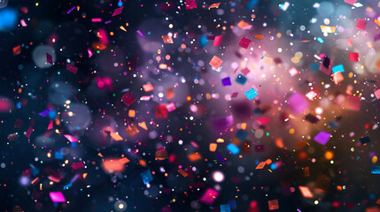 Illustration of Outer Space Exlosion Effect. Confetti Particle Fragments with Explosion. Happy Birthday Confetti Dust