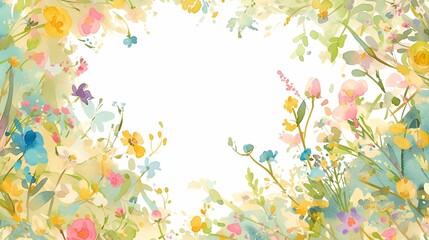 Obraz na płótnie Canvas 水彩の花の枠、テクスチャー3