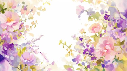 Obraz na płótnie Canvas 水彩の花の枠、テクスチャー8