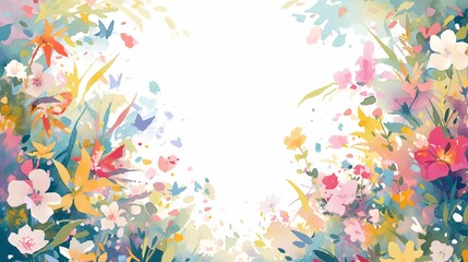 Obraz na płótnie Canvas 水彩の花の枠、テクスチャー12