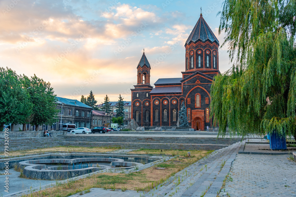 Wall mural church of the holy saviour in armenian town gyumri