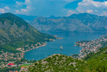 Panorama of Boka Kotorska bay in Montenegro