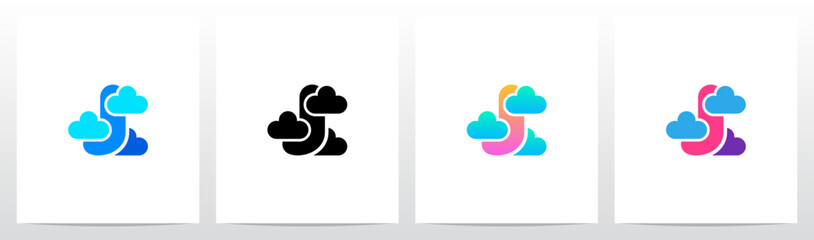Letter Between Clouds Initial Logo Design J