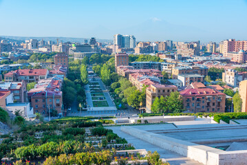 Panorama view of Yerevan from the Cascade staircase, Armenia