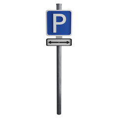 Parking both side sign on the road clipart flat design icon isolated on transparent background, 3D render road sign and traffic sign concept