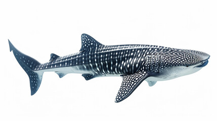 Naklejka premium Isolated Whale Shark on White Background: Transparent PNG Generated by AI
