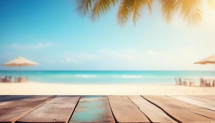 Beautiful summer beach background with lots of copy space - obrazy, fototapety, plakaty
