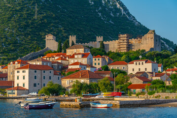 Panorama view of Croatian town Mali Ston - obrazy, fototapety, plakaty