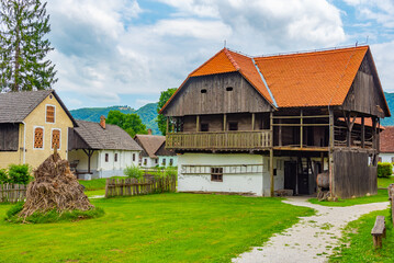 Fototapeta na wymiar Historical houses in Croatian ethno village Kumrovec