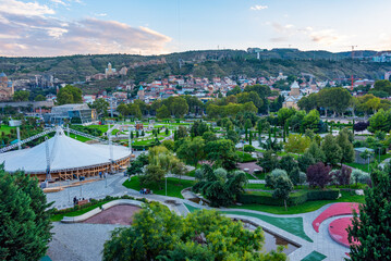 Panorama view of Rike park in Tbilisi, Georgia