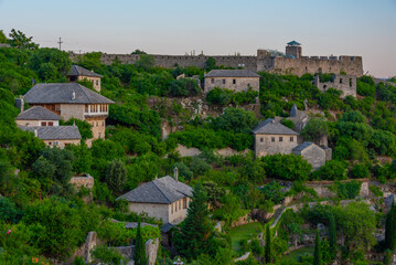 Obraz premium Sunset view of Pocitelj village in Bosnia and Herzegovina