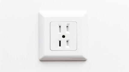 Minimalist power outlet isolated on white backgroundrealistic, business, seriously, mood and tone