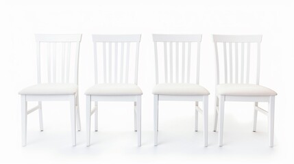 White dining chairs isolated on white backgroundrealistic, business, seriously, mood and tone