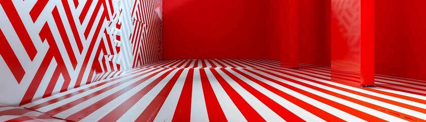 Obraz premium Bold Geometric Patterns, modern and stylish backdrop with bold red and white geometric patterns