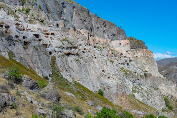 Panorama view of Vardzia caves in Georgia
