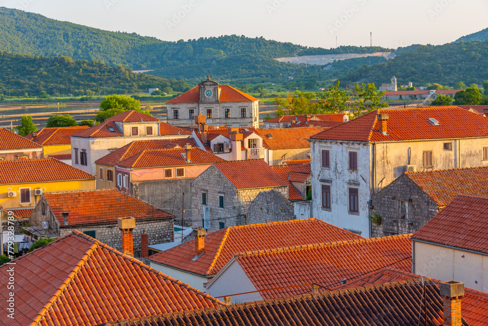 Poster Aerial view of Croatian town Ston