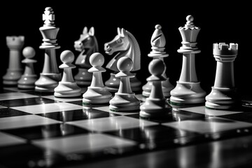 Classic Black and White Chess Board Setup