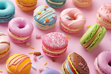 Array of Doughnuts Arranged on Table