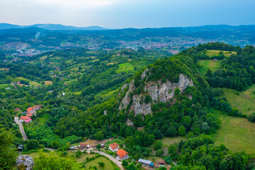Fototapeta na wymiar Panorama view of Bosnia countryside near Srebrenik in Bosnia and Herzegovina