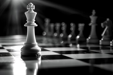 Strategic Game of Chess on Black and White Board
