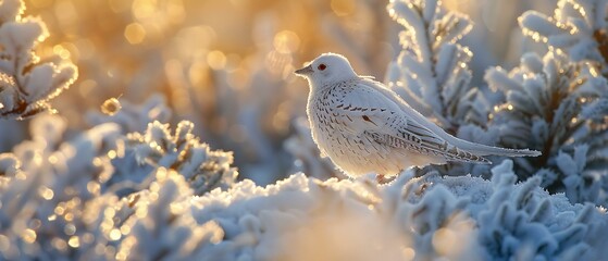 Frost feathers on ptarmigan, winter's delicate touch