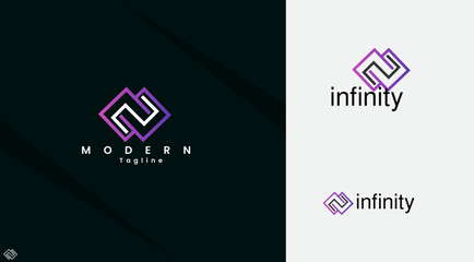 Rectangle shape infinity logo design. Infinity symbol. Creative design. Abstract. Technology. Business. Infinity vector art. Premium logo art