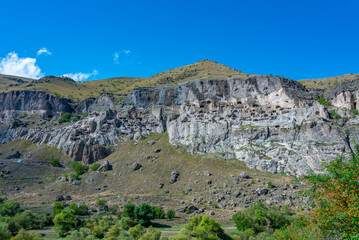 Panorama view of Vardzia caves in Georgia © dudlajzov