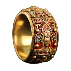 illustration of god khatu shyam Gold ring, Isolated on transparent PNG background, Generative ai