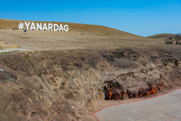 Yanar dag eternal flame in Azerbaijan