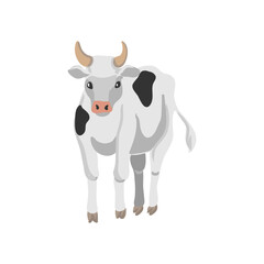 vector drawing white cow, farm animal isolated at white background, hand drawn illustration - 779332188