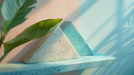 a mock-up concept on the ceramic triangular ledge. With colors ranging from blue and green to taupe and white, visualize your partnership's potential. - obrazy, fototapety, plakaty