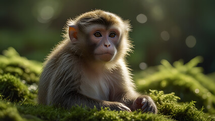 Monkey Resting in the Grass