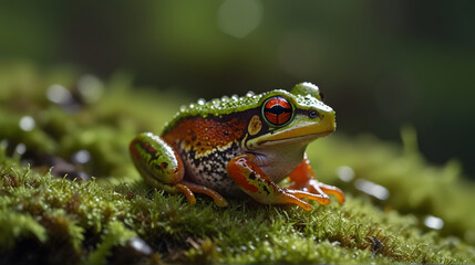 Red-Green Frog on Grass
