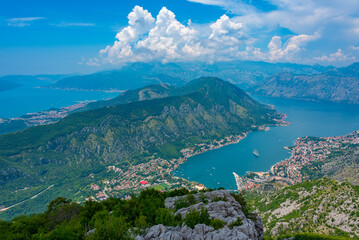 Panorama of Boka Kotorska bay in Montenegro