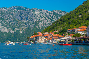 Fototapeta na wymiar Perast town in Montenegro situated at Boka Kotorska bay