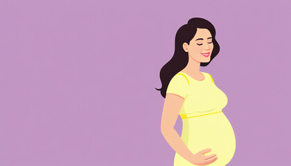 happy pregnant mom, Emotional support during pregnancy 2D vector isolated spot illustration. 