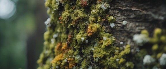 close up of moss growing on a tree trunk