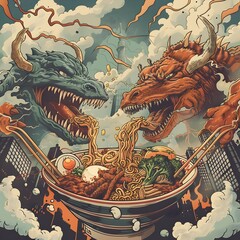 Colossal Kaiju Competitors Clash Over Coveted Culinary Creations