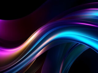 Vibrant Spectrum of Luminous Neon Rays and Glowing Fractal Waves in a Futuristic Abstract Background