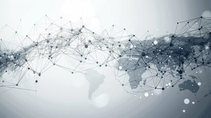 Obraz premium An abstract representation of a global digital network, with interconnected dots and lines on a dynamic digital landscape