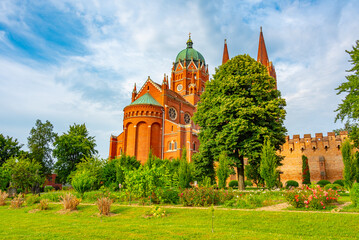 Summer day at Saint Peter cathedral in Djakovo, Croatia