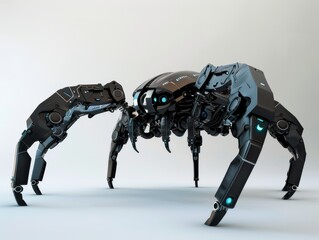 Futuristic spider robot with agile limbs and advanced surveillance capabilities