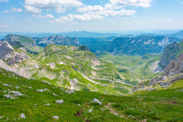 Panorama of Durmitor National park dominated by Bobotuv Kuk mountain, Montenegro